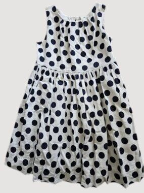 OSH KOSH Navy and White Polka Dot Sleeveless Dress Girls Size 3T
